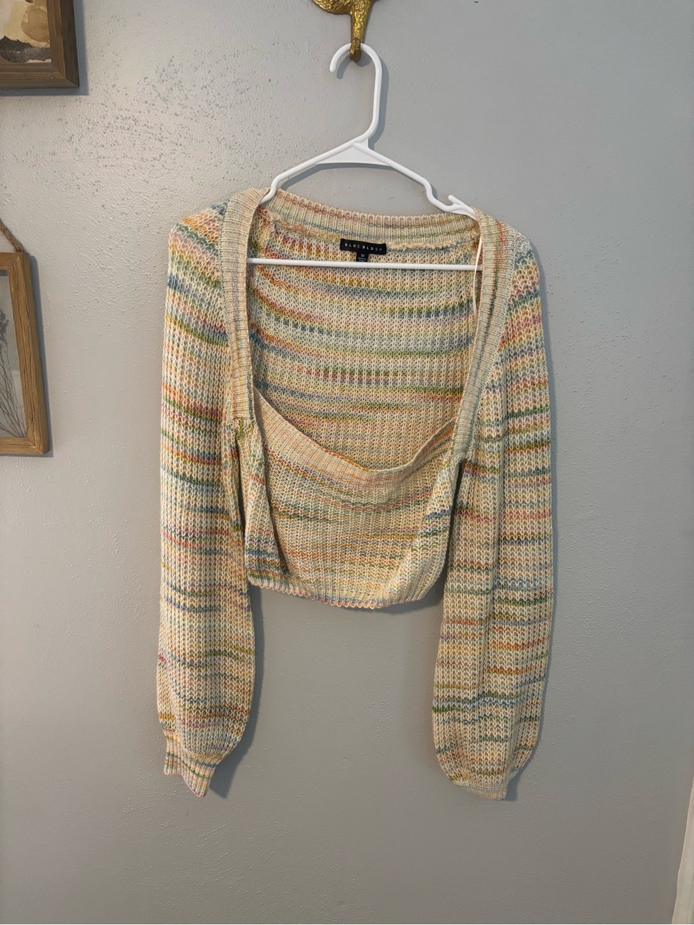 Multicolor Striped Open-Front Women’s Sweater - Cream Blend